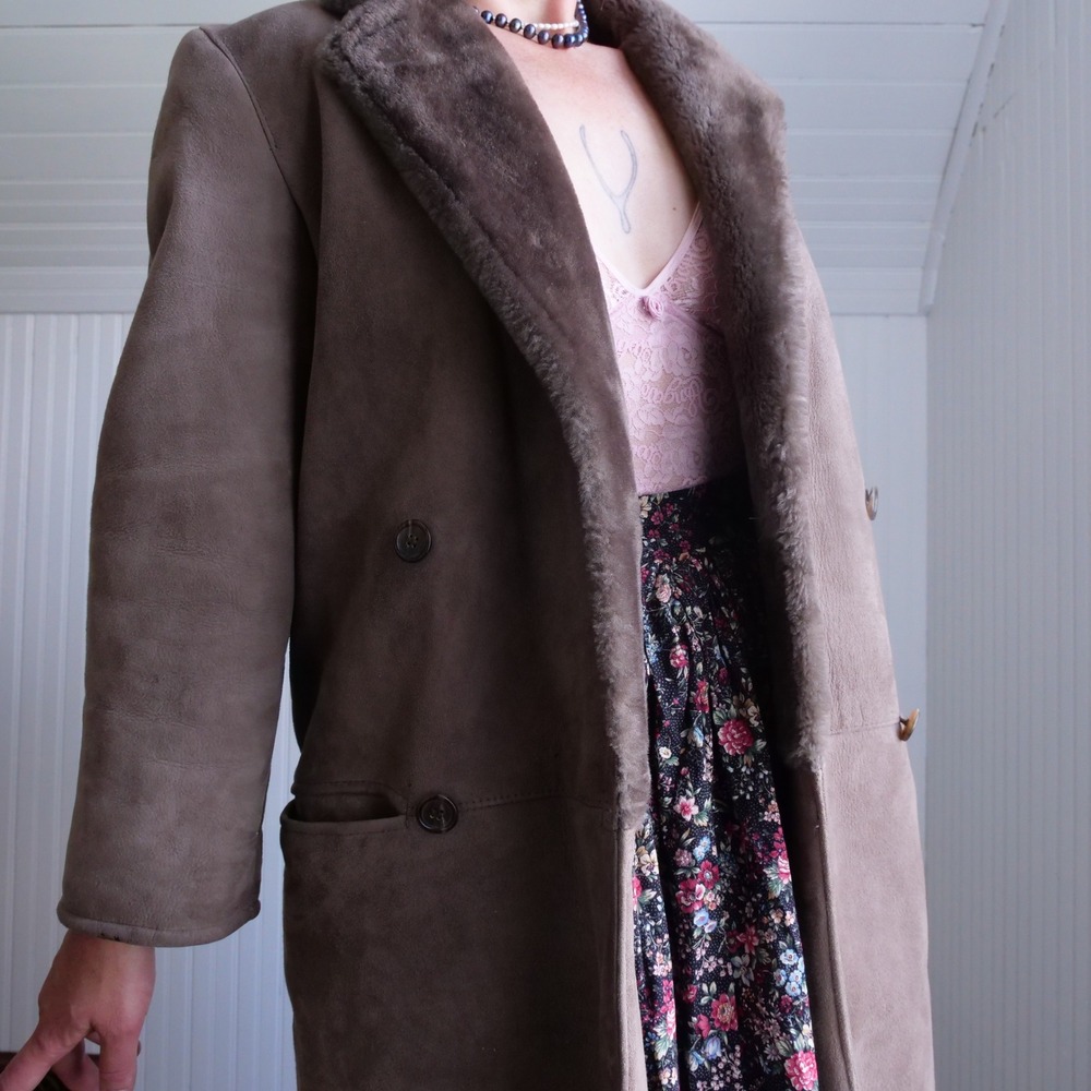 Vintage 80s/90s Perry Ellis & Sawyer of Napa for Goruch Ltd. Shearling overcoat